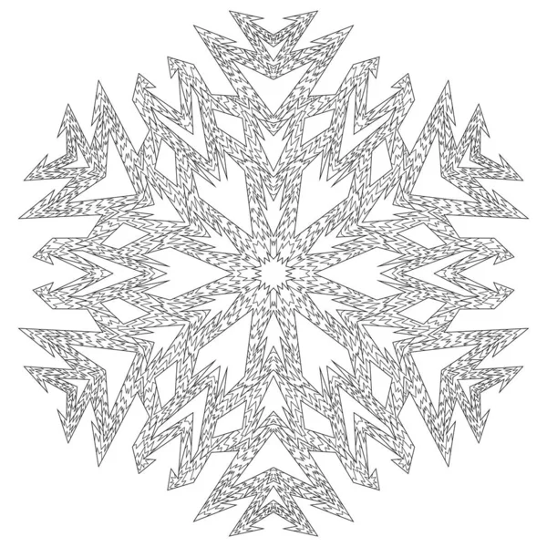 Coloring page with snowflake with editable line. — Stock Vector