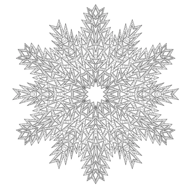 Coloring page with snowflake with editable line. — Stock Vector