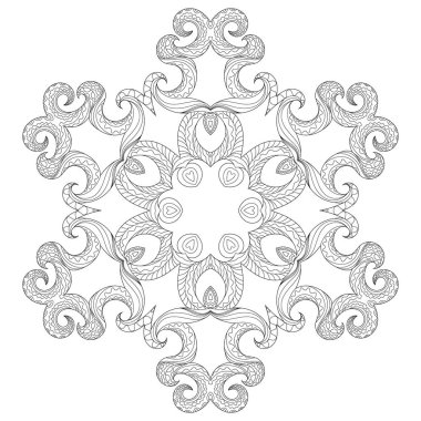 Düzenlenebilir satırlı kar tanesi ile renklendirme sayfası. 