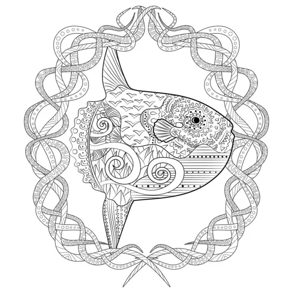 Подводная лунная рыба в декоративном стиле . — стоковый вектор