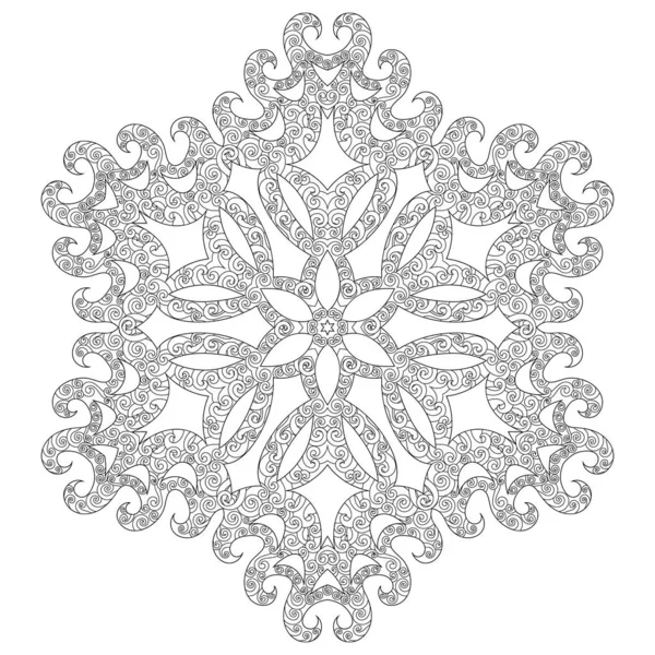 Coloriage d'hiver avec flocon de neige anti stress — Image vectorielle