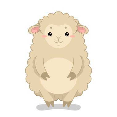 Şirin koyunlu çocuksu vektör çizimi.