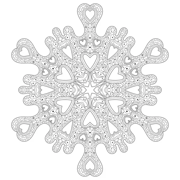 Coloring page with snowflake with editable line. — ストックベクタ