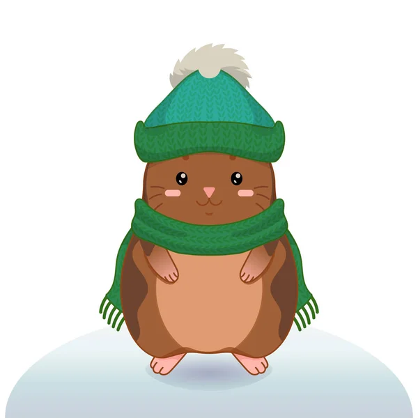 Vintervektor illustration med söt hamster. — Stock vektor