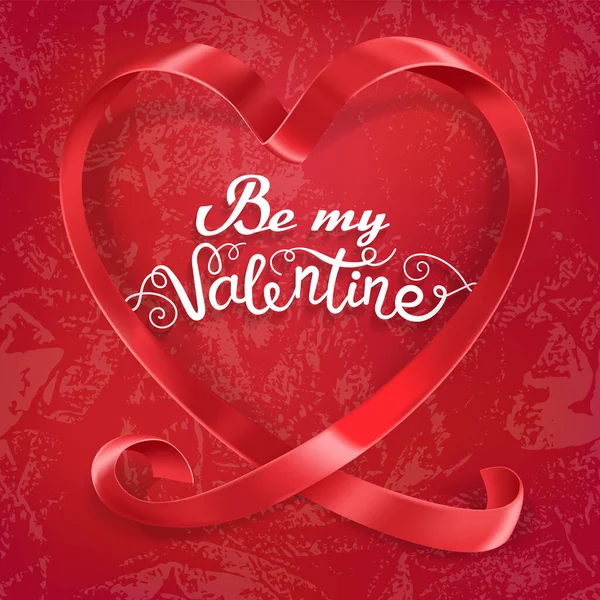 Carte de Saint-Valentin avec ruban 3D et calligraphie — Image vectorielle