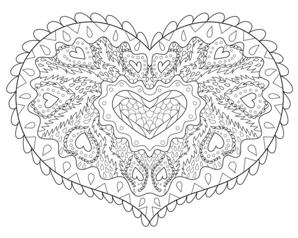 Beautiful heart for coloring book. — Stock Vector