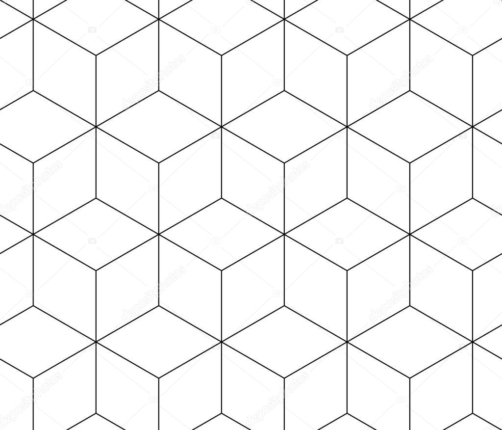 Geometric outline seamless pattern with cubes.