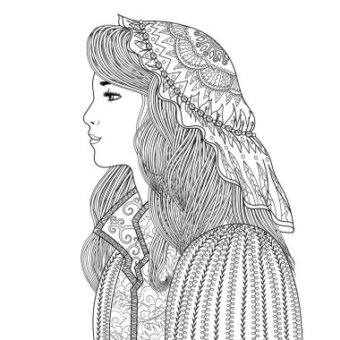 Bir prensesin desenli çizimi.