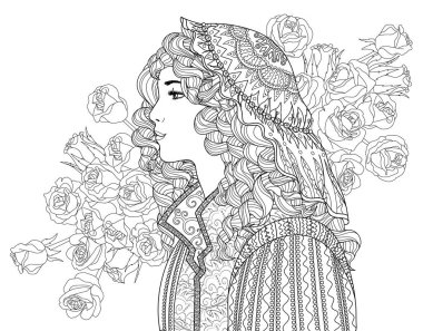 Bir prensesin desenli çizimi.