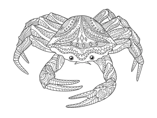 Coloriage anti-stress pour adultes avec crabe de mer . — Image vectorielle