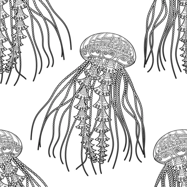 Patrón sin costura con una medusa para colorear libro para adultos — Archivo Imágenes Vectoriales