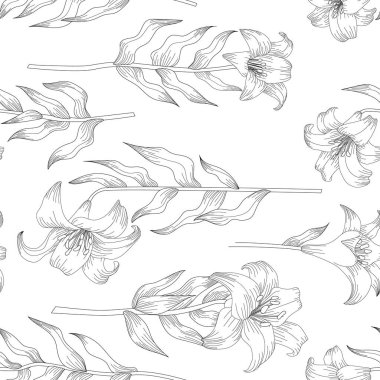 Renklendirme sayfası - zambaklarla kusursuz desen