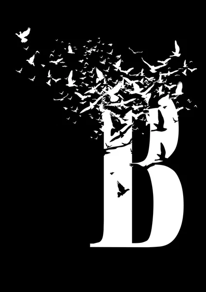 Buchstabe auf schwarzem Hintergrund mit Vögeln — Stockfoto