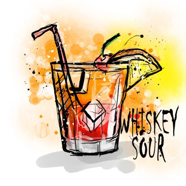 elle çizilmiş resmi kokteyl.
