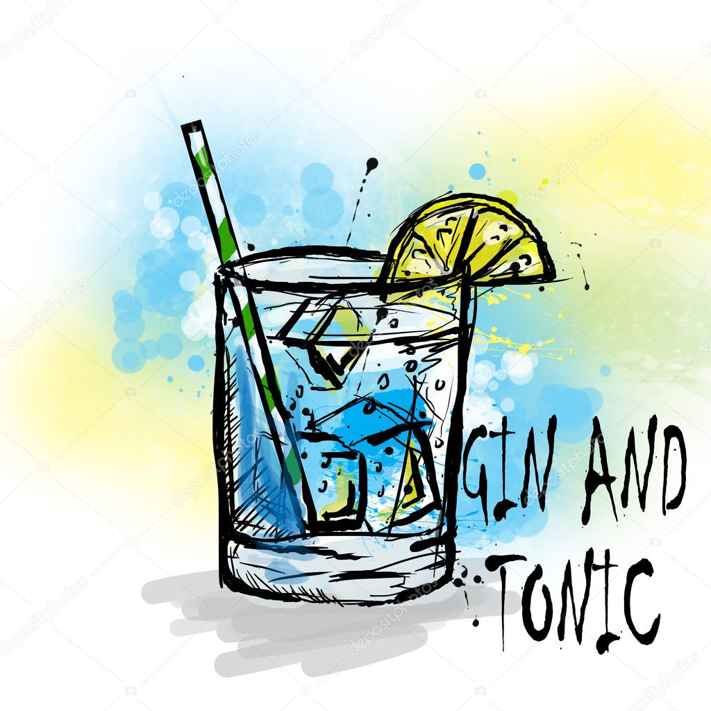 Hand drawn illustration of cocktail.