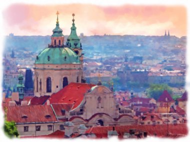 Çatı üstleri eski şehir Prag
