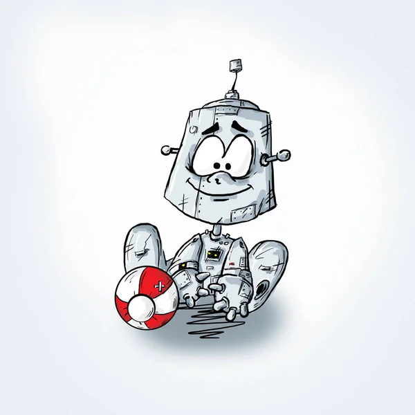 Cartoon robot and ball