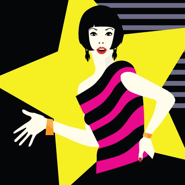 Mujer de moda en estilo pop art. — Vector de stock