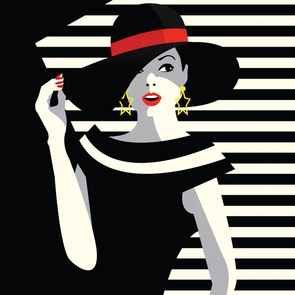 Mujer de moda en estilo pop art. — Vector de stock