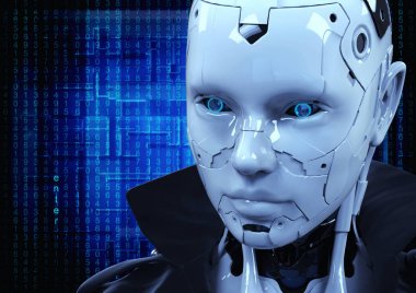 Cyborg yağmurluk kız.