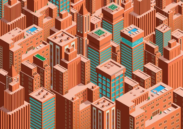 뉴욕의 도시 풍경입니다. Isometric 관점. — 스톡 벡터