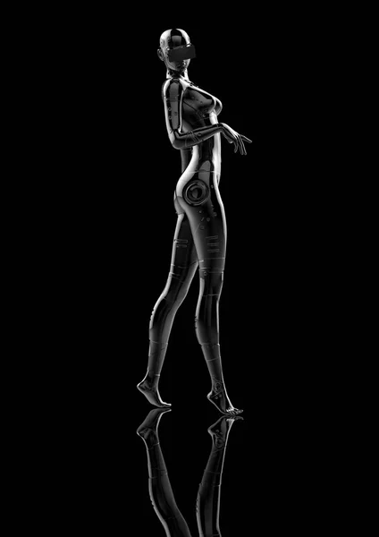 Der stylische verchromte Cyborg der Frau. 3D-Illustration. — Stockfoto