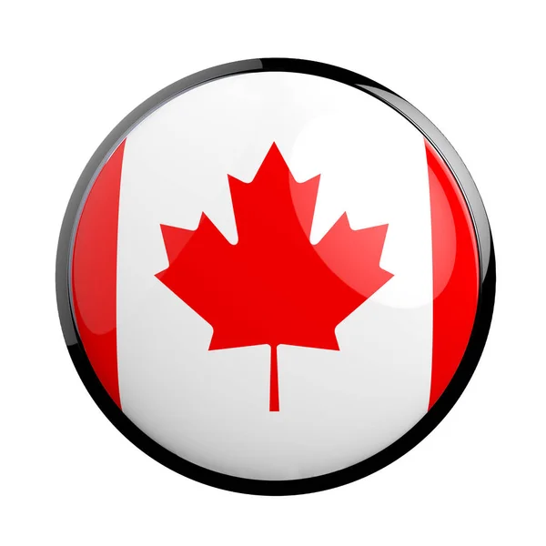 Ícone redondo bandeira do Canadá . — Fotografia de Stock
