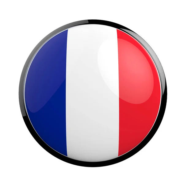 Icône ronde drapeau de France. Illustration 3d — Photo