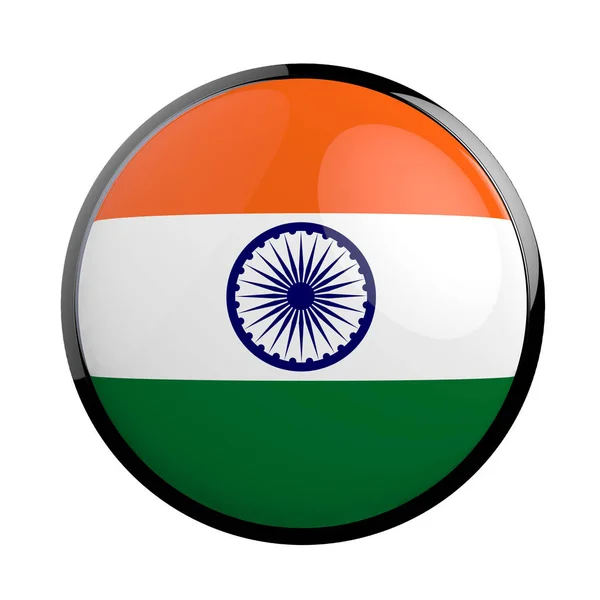 Icono redondo Bandera de India . —  Fotos de Stock