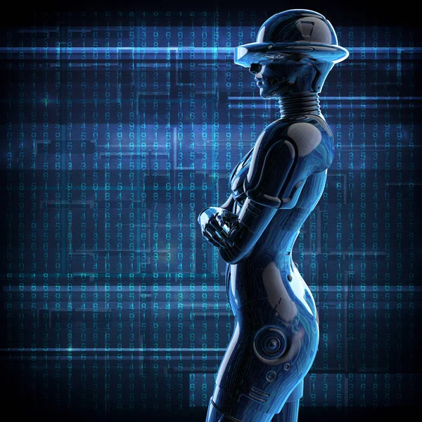 3D illustration. Eleganta Förkromade cyborg kvinnan. — Stockfoto