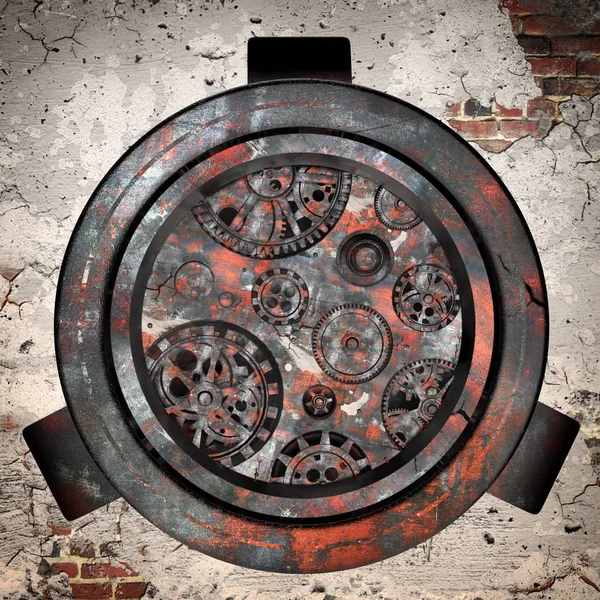 Rusty mechanism in the old clock — Stock Photo, Image