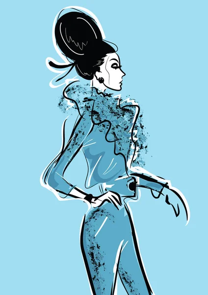 Kadın ile grafik çizim kroki.