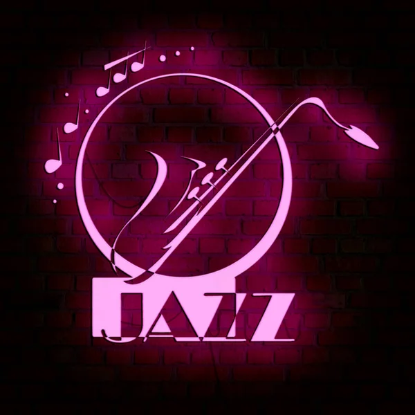 Jazz - Leuchtstoffröhren-Reklame auf Mauerwerk — Stockfoto
