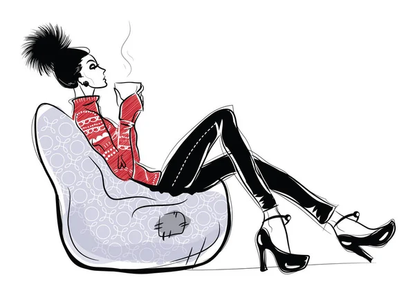 genç güzel kadın kahve içme.