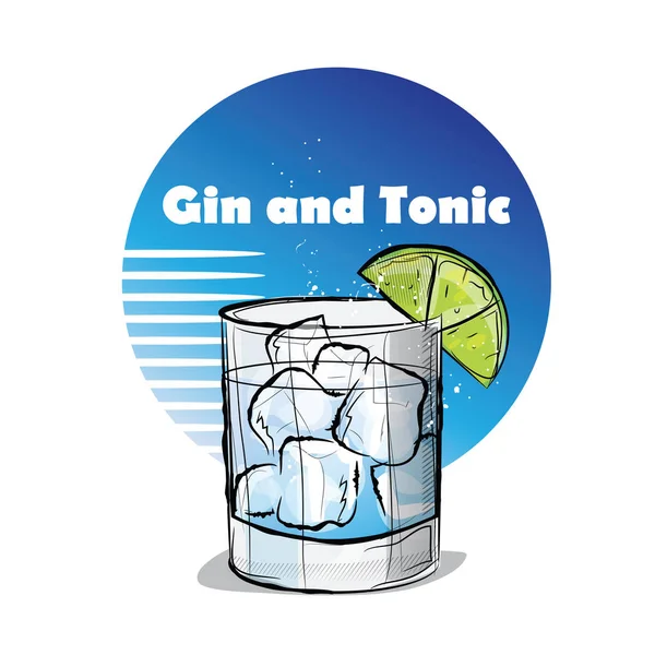 Hand drawn illustration of cocktail. GIN and TONIC. — Stock Vector © R