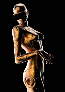 Şık cyborg kadın. Fütüristik moda android.