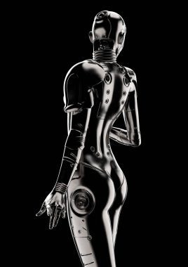 3D çizim. Şık cyborg kadın.