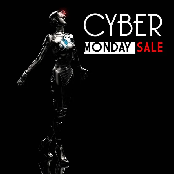 Cyber conception lundi avec mode cyborg la femme . — Photo