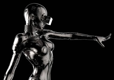 3D çizim. Şık cyborg kadın.