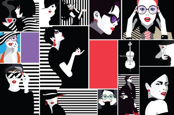 Mode femmes dans le style pop art . — Image vectorielle