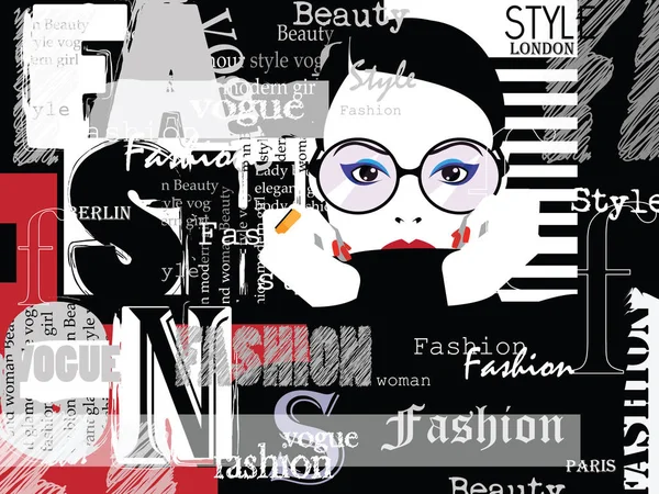 Fashion woman in style pop art. - Stok Vektor