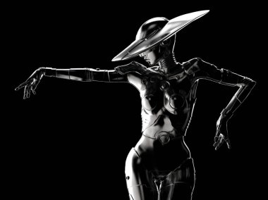 3D çizim. Şık cyborg kadın.