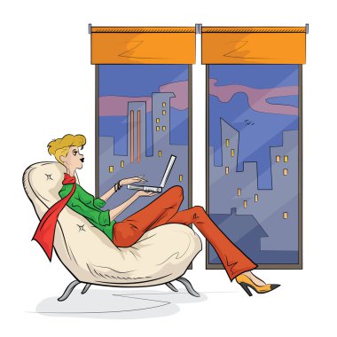 Kroki kalem tablet kullanarak kucak tepe üzerinde çalışan kadın.