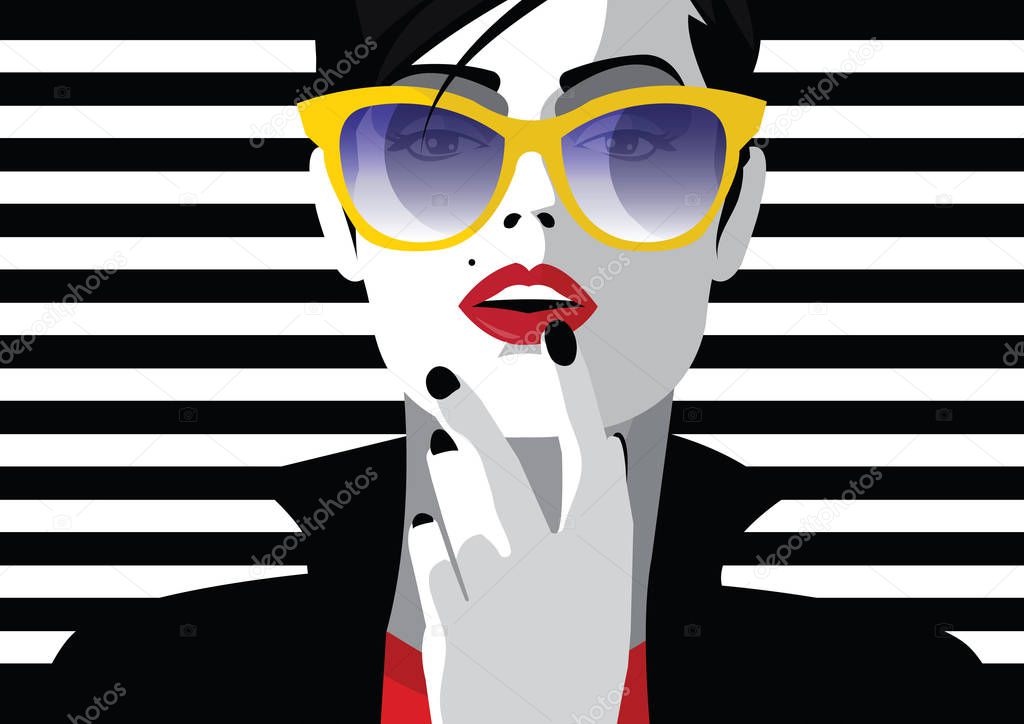 Fashion woman in style pop art. Fashion illustration