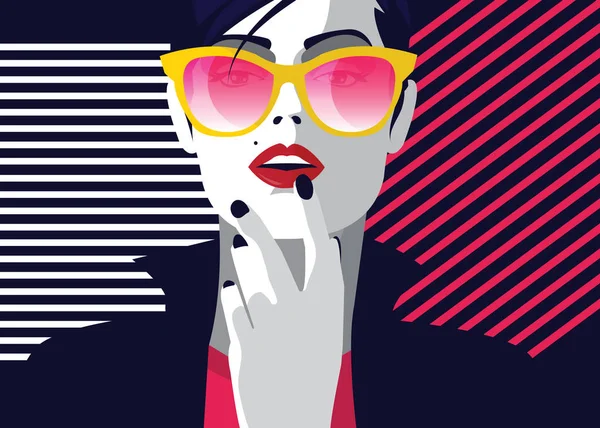 Femme de mode dans le style pop art. Illustration de mode — Image vectorielle