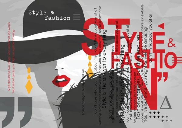 Fashion girl in styke Pop art. Retro fashion. Fashion illustration. — 스톡 벡터