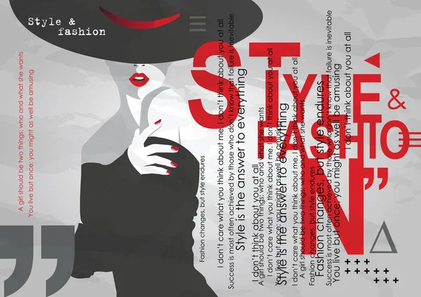 Fashion girl in styke Pop art. Retro fashion. Fashion illustration. — 스톡 벡터