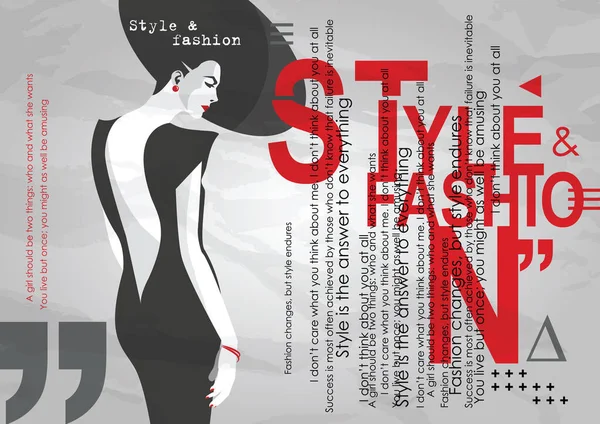 Fashion girl in styke Pop art. Retro fashion. Fashion illustration. — 스톡 벡터