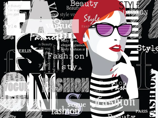 Femme de mode dans le style pop art — Image vectorielle