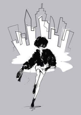 Kroki tarzı kadın moda. Vektör çizim